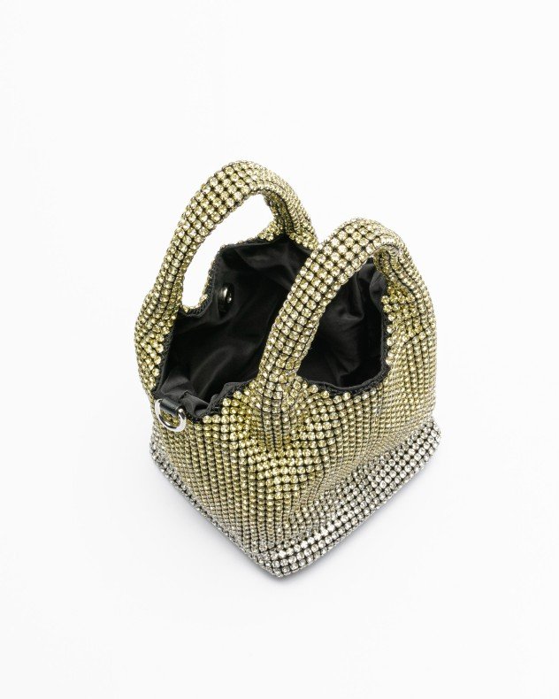 Gloss Diamond Bag Gold Handbag - Image 5