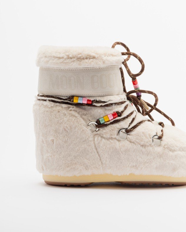 Moon Boot Icon Low Faux Fur Beads Boots White - Image 5
