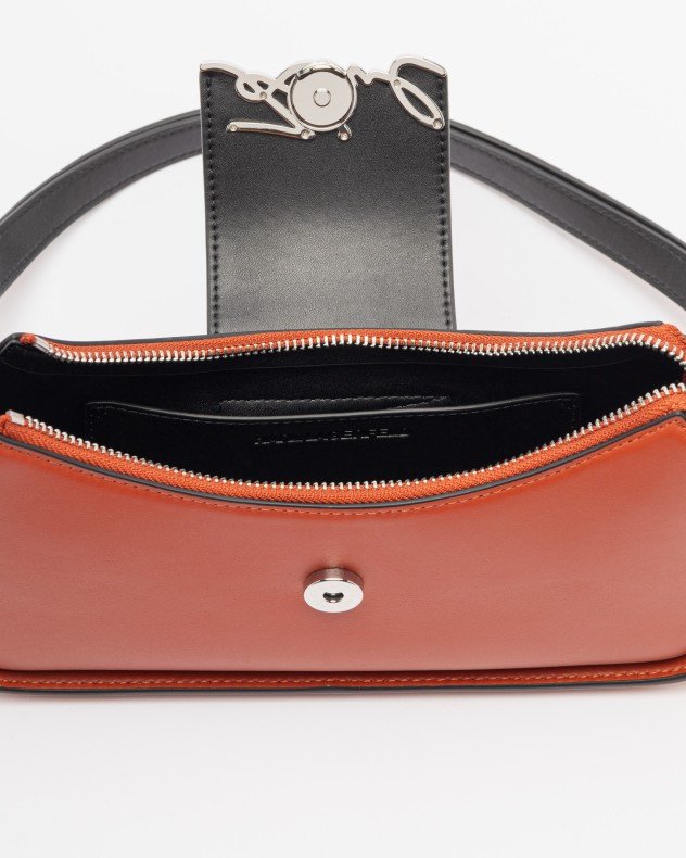 Karl Lagerfeld K/Signature SM Zip SB Orange Shoulder Bag - Image 5