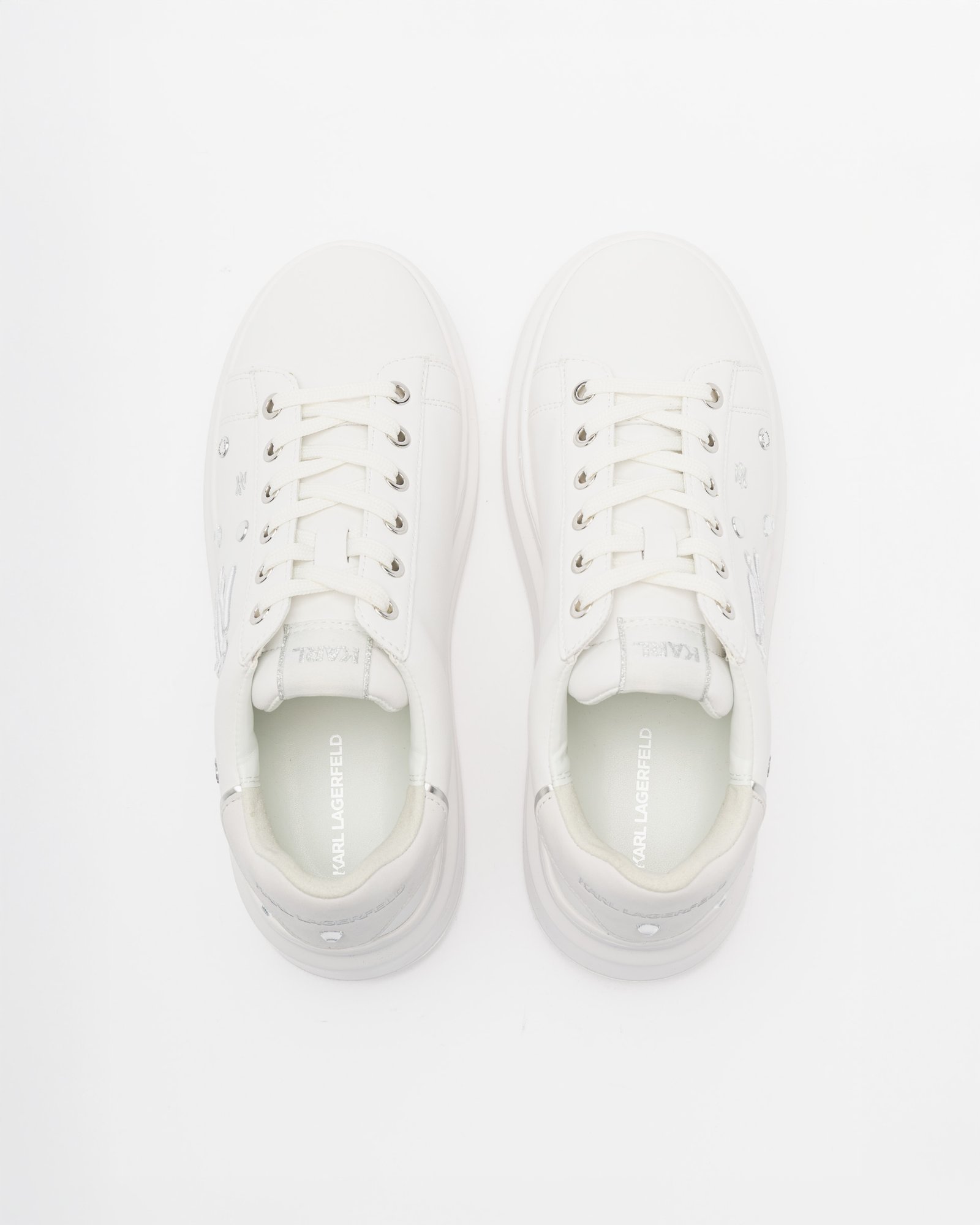 Karl Lagerfeld AnaKapri Autograph Studs White Platform Sneakers - Image 4
