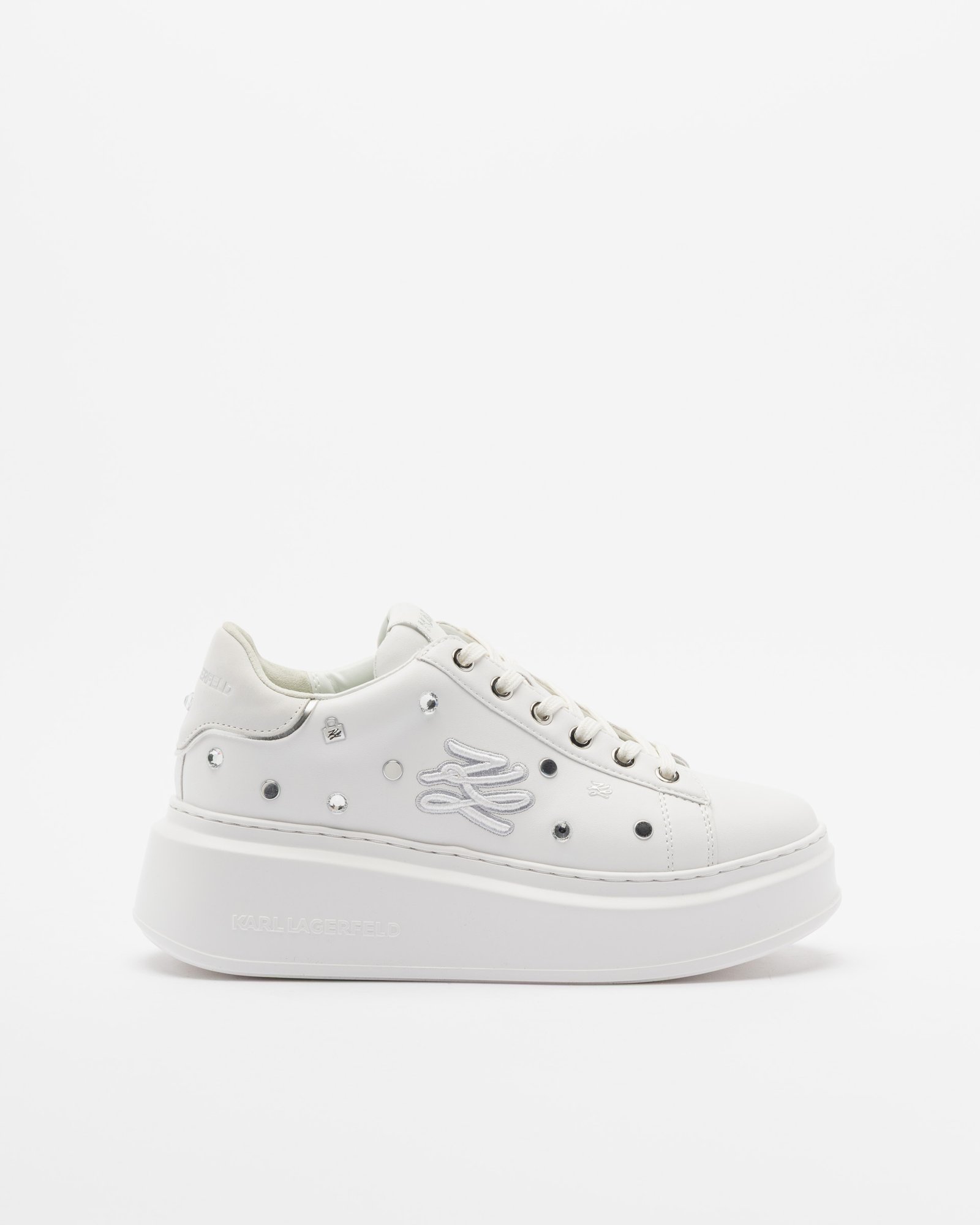 Karl Lagerfeld AnaKapri Autograph Studs White Platform Sneakers