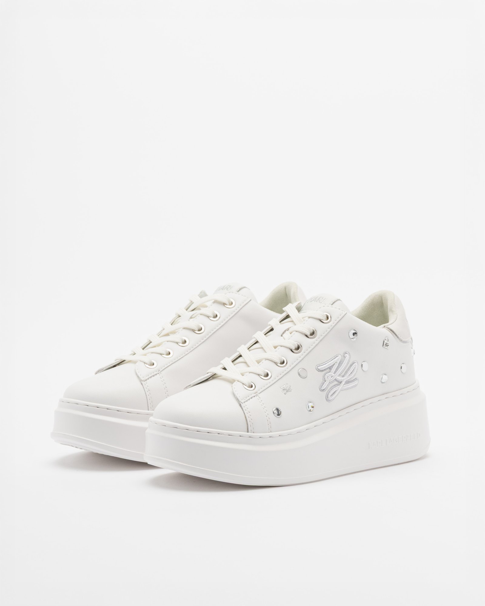 Karl Lagerfeld AnaKapri Autograph Studs White Platform Sneakers - Image 2