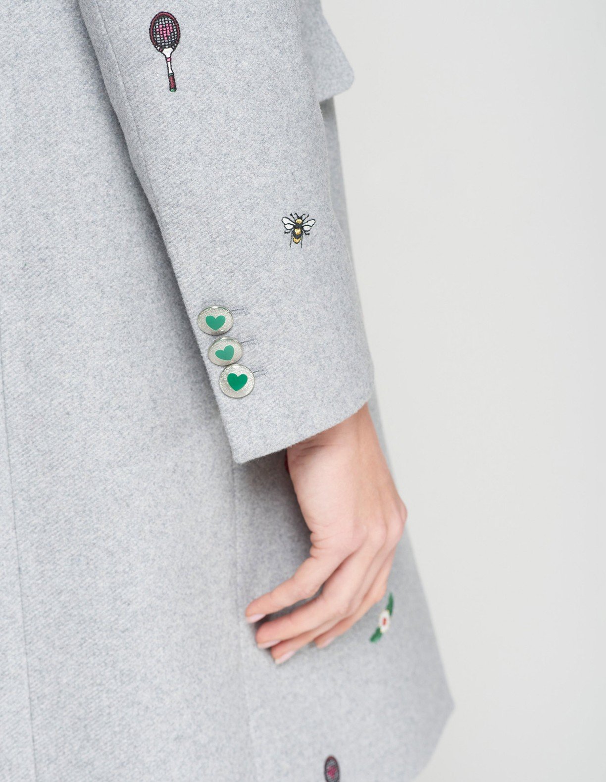 VilaGallo ARICIA EMB LANA GRIS Gray Overcoat - Image 3