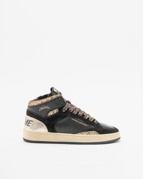 Crime London Chelsea Hi Black High-Top Sneakers