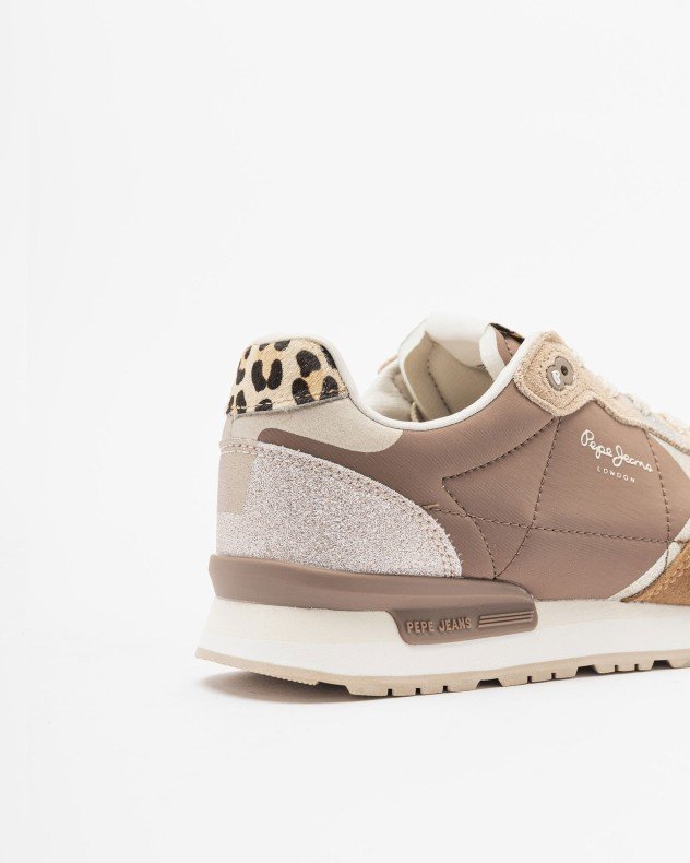 Pepe Jeans London Brit Glitter Camel Sneakers - Image 5