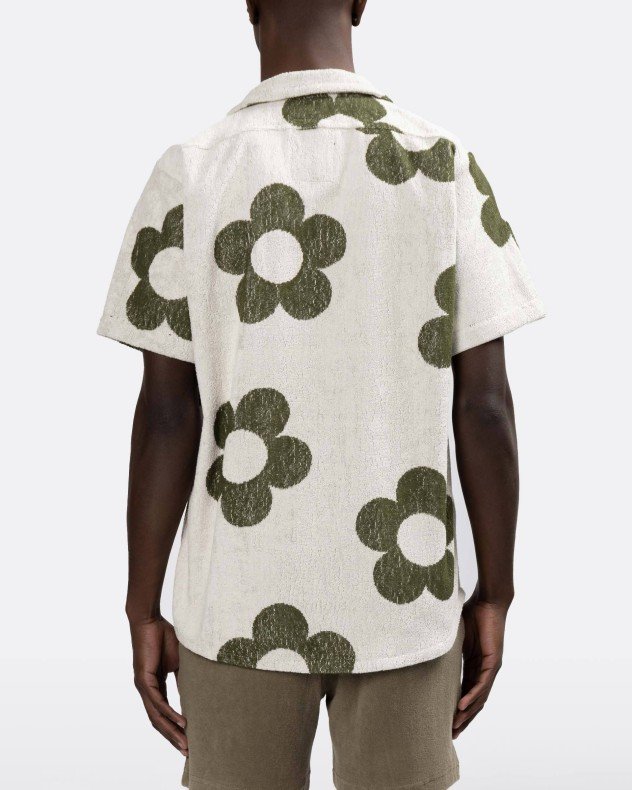 OAS Meadow White Terry Cotton Toweling Short Sleeve Shirt - White