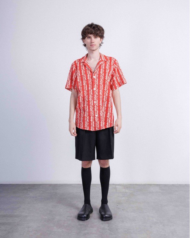 OAS Red Scribble Cuba Red Short sleeve shirt - Red