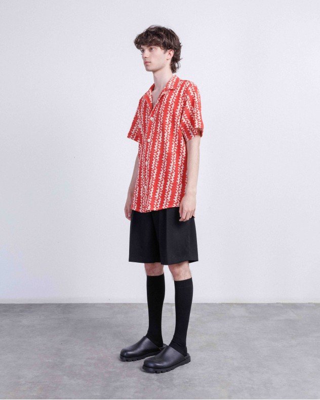 OAS Red Scribble Cuba Red Short sleeve shirt - Red