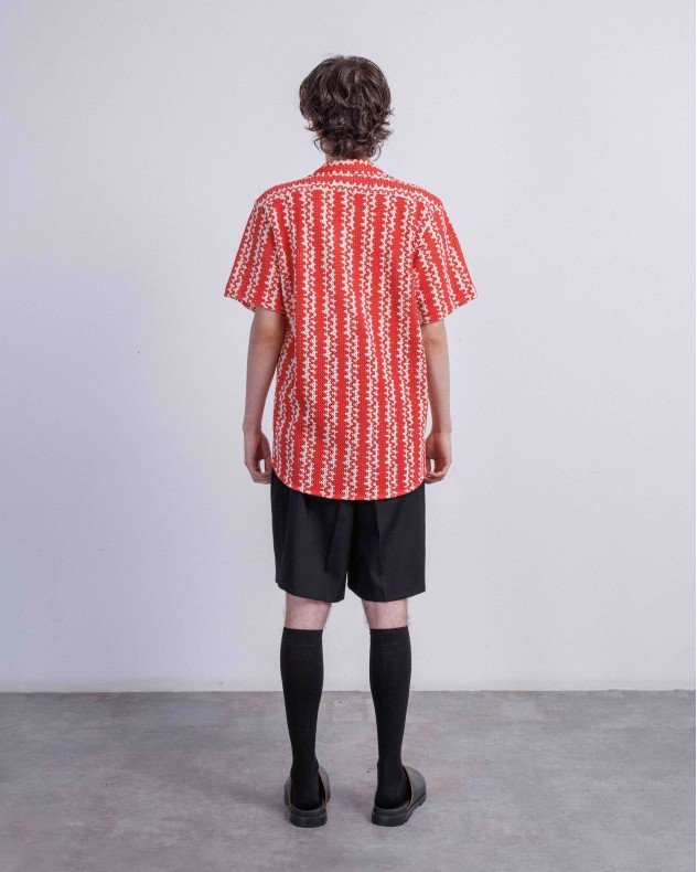 OAS Red Scribble Cuba Red Short sleeve shirt - Red