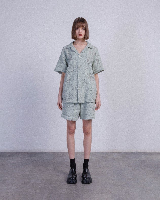 OAS Galbanum cuba crochet Green Short sleeve shirt - Green