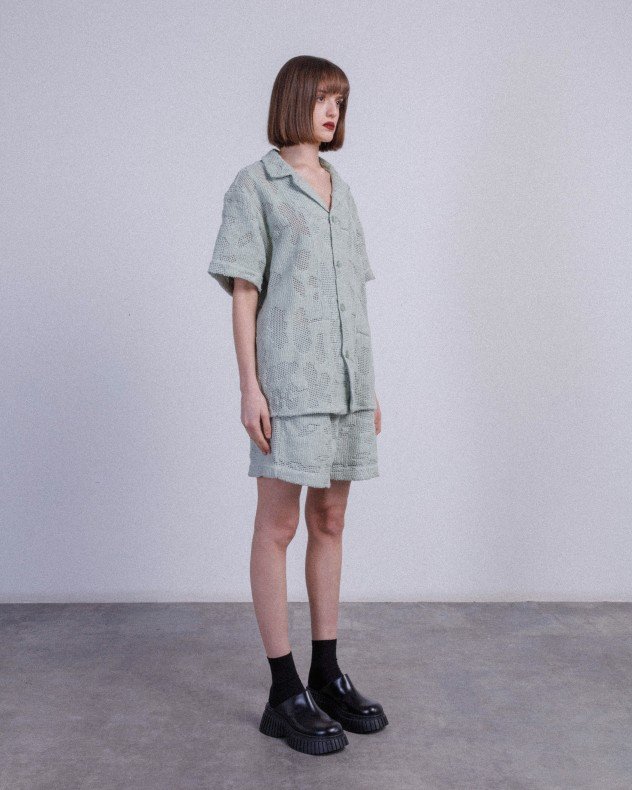 OAS Galbanum cuba crochet Green Short sleeve shirt - Green