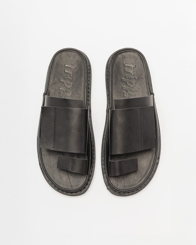 Trippen OFFSET Black Slide sandals - Black