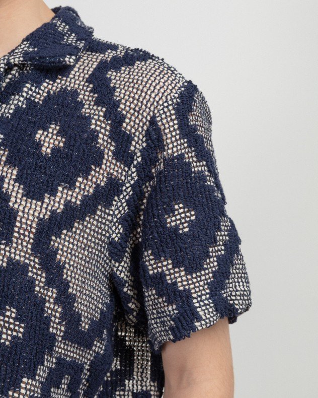 OAS 7013-03 Blue Short sleeve shirt - Blue