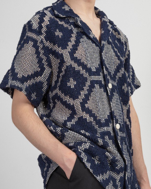 OAS 7013-03 Blue Short sleeve shirt - Blue