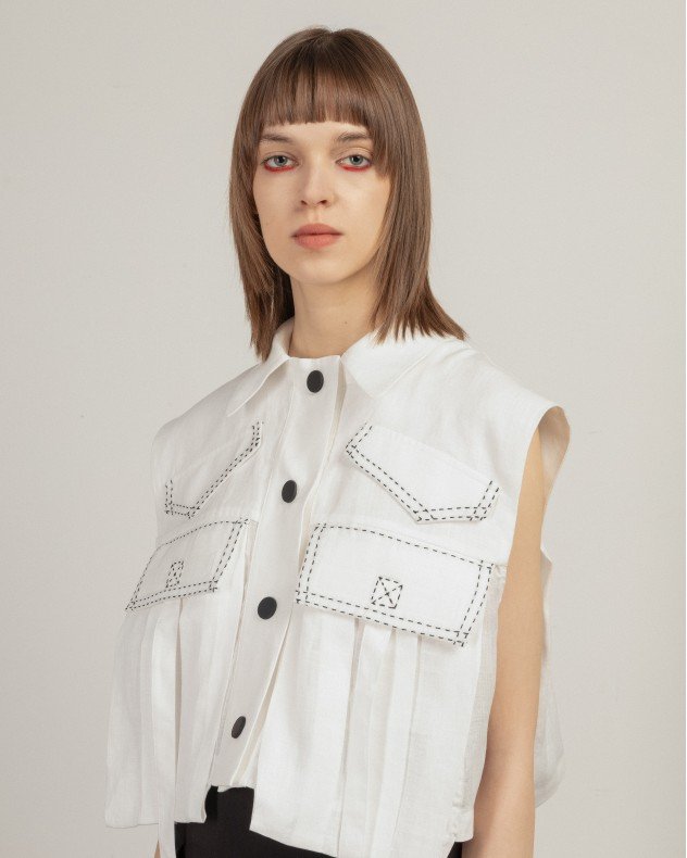 NU London Y2511021 White Sleeveless shirt - White