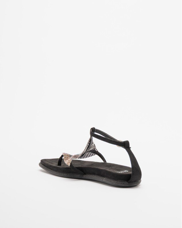 Gloss 4M001-3 Silver Flat sandals - Black