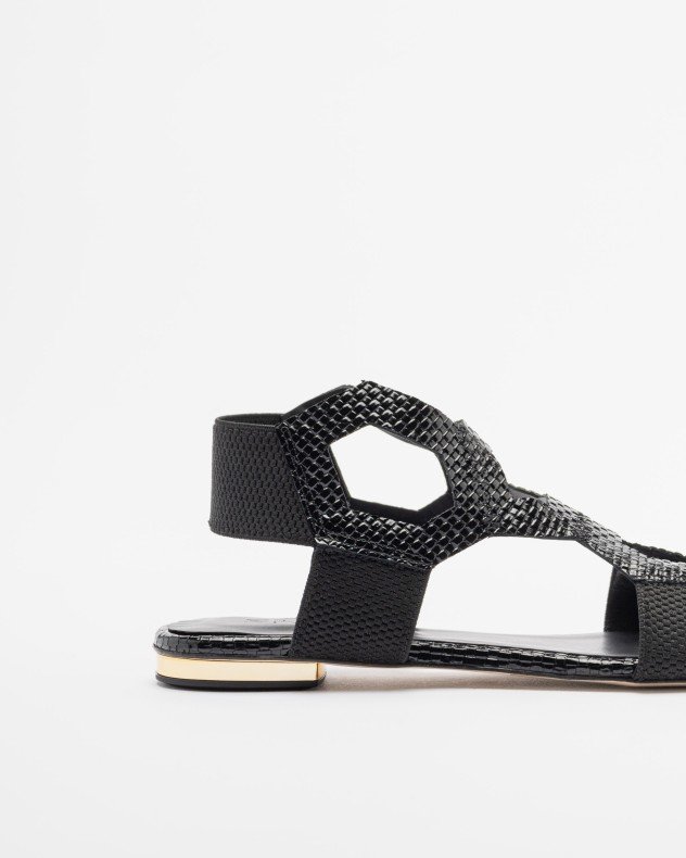 PROF 4075 Golden Flat sandals - Black