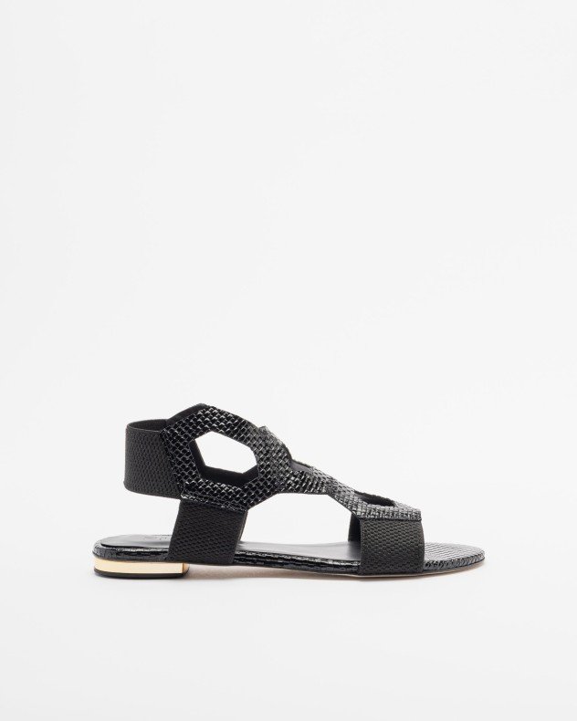 PROF 4075 Golden Flat sandals - Black