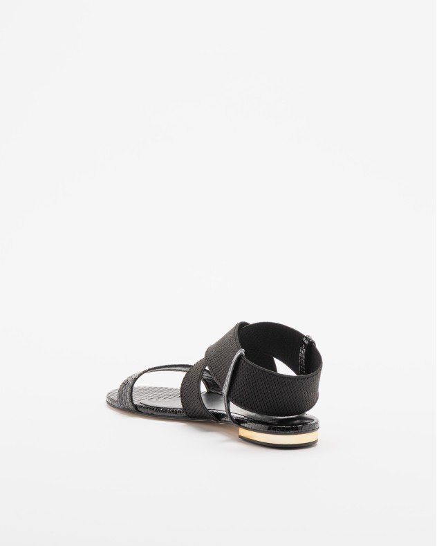 PROF 4077 Golden Flat sandals - Black