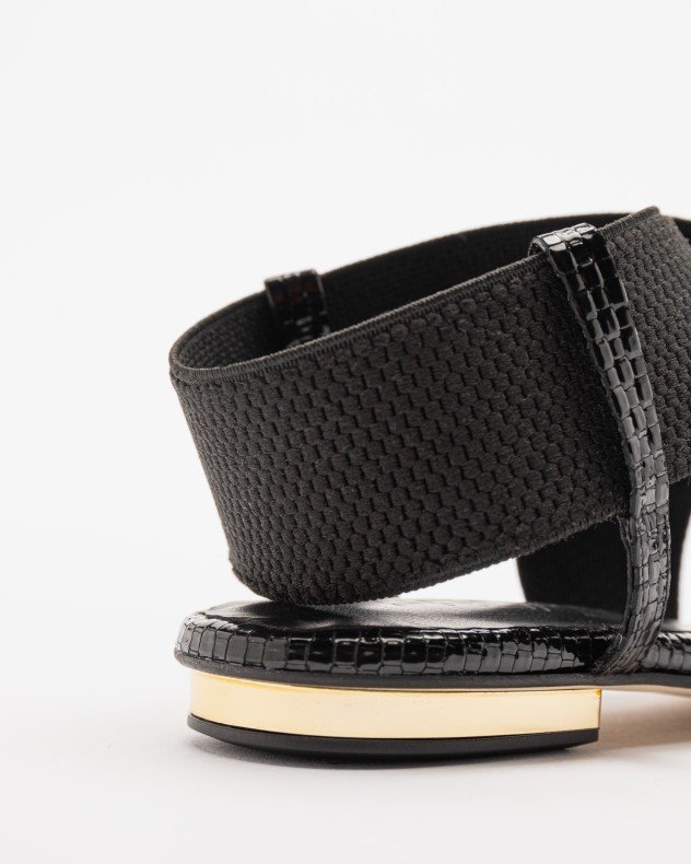 PROF 4077 Golden Flat sandals - Black