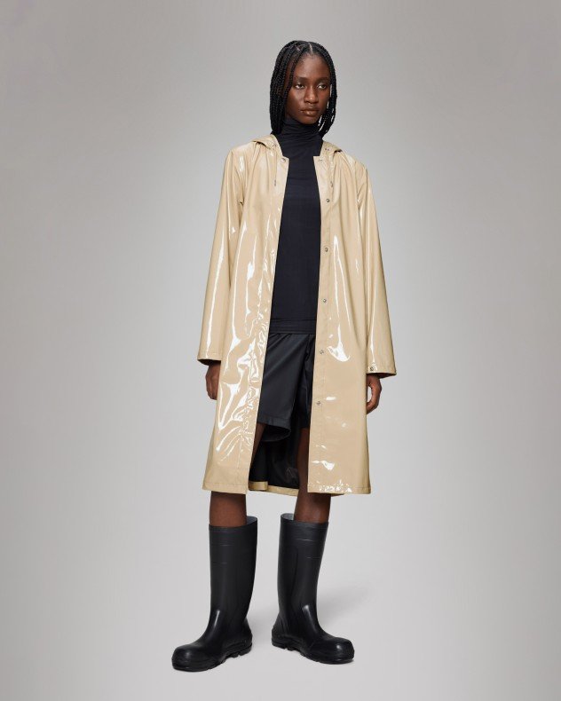 Rains A-Line Longer W Jacket Beige Parka - Beige