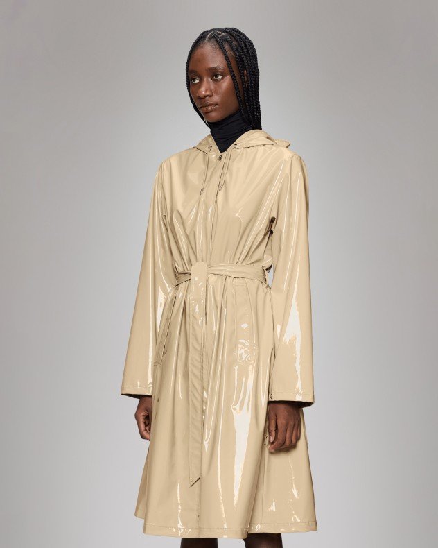 Rains A-Line Longer W Jacket Beige Parka - Beige