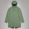 Rains Long Jacket W3 Green Parka - Green