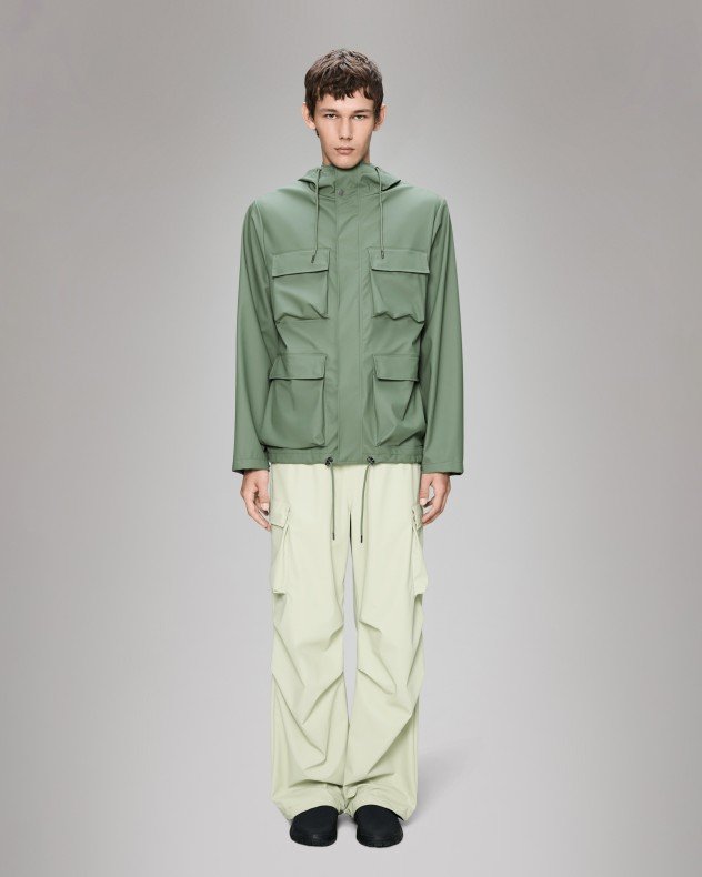 Rains Pocket Jacket W3 Green Parka - Green