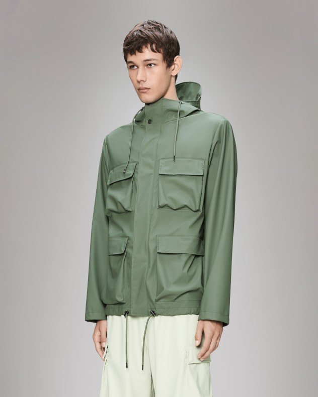 Rains Pocket Jacket W3 Green Parka - Green