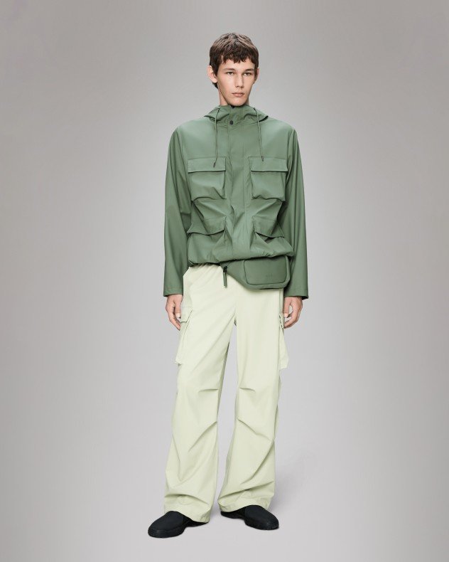 Rains Pocket Jacket W3 Green Parka - Green