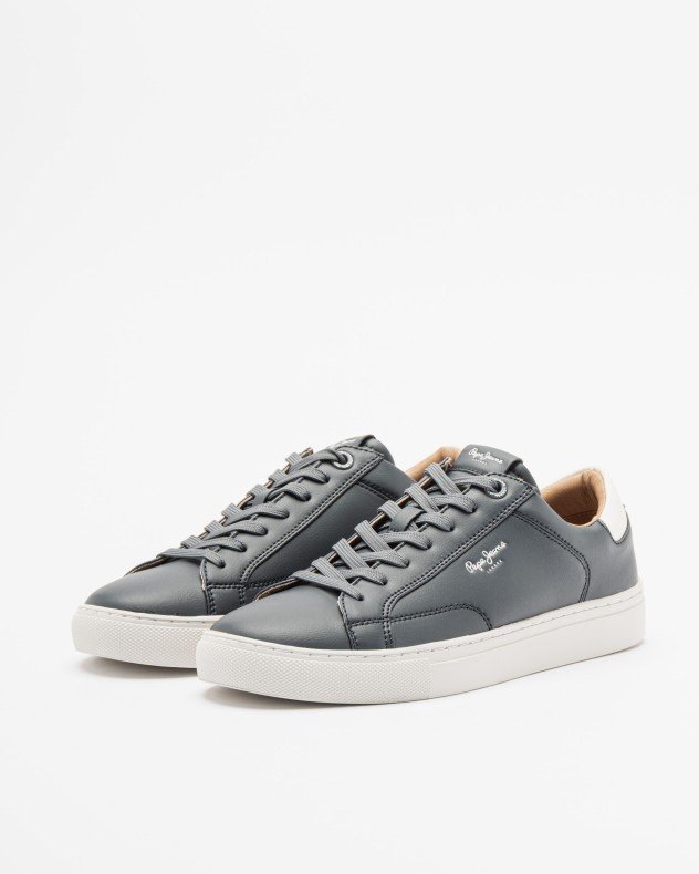 Pepe Jeans London Joe Basic White Sneakers - Blue
