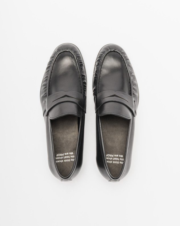 PROF UNO2922 Black Moccasins - Black