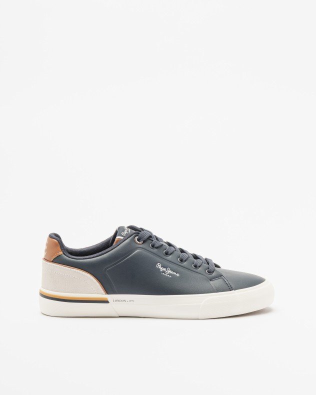 Pepe Jeans London Kenton Campus White Sneakers - Blue