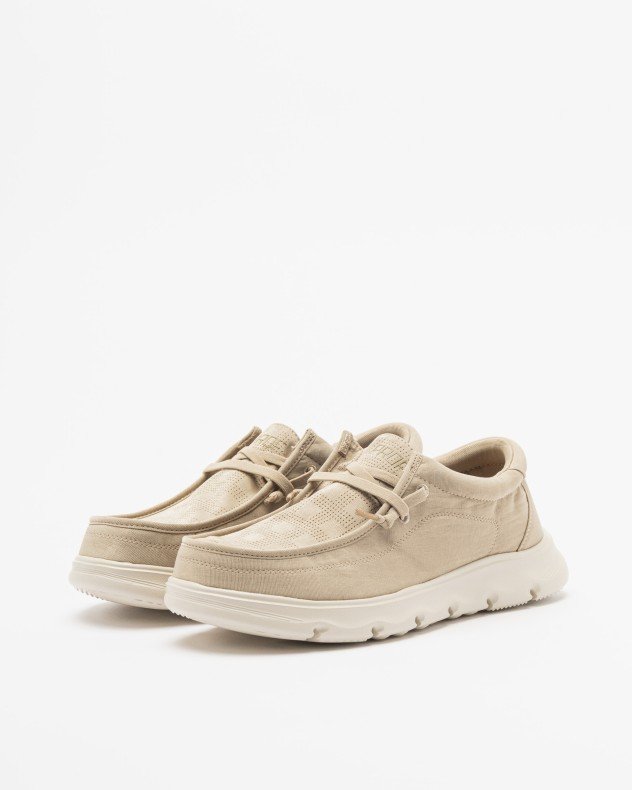 PROF 25048 Green Boat shoes - Beige