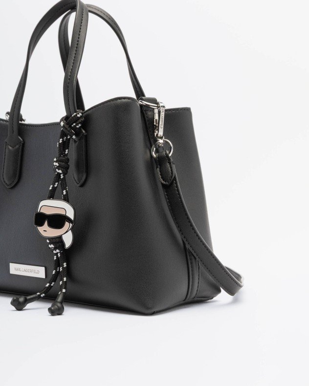 Karl Lagerfeld Ikon Smooth SM Tote Black Handbag - Black