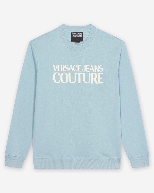 Versace Jeans Couture Logo Rubber Blue Sweater - Blue