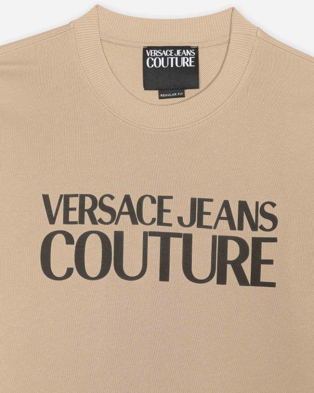 Versace Jeans Couture Logo Rubber Blue Sweater - Beige