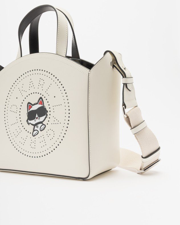 Karl Lagerfeld Ikon Circle Choupette SM Tote White Bag - White