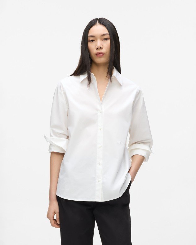 Karl Lagerfeld Classic Relaxed Poplin Shirt White Shirt - White