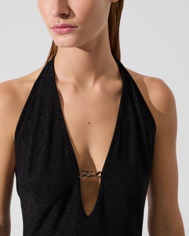 Karl Lagerfeld Signatura Lurex Beach Dress Black Dress - Black