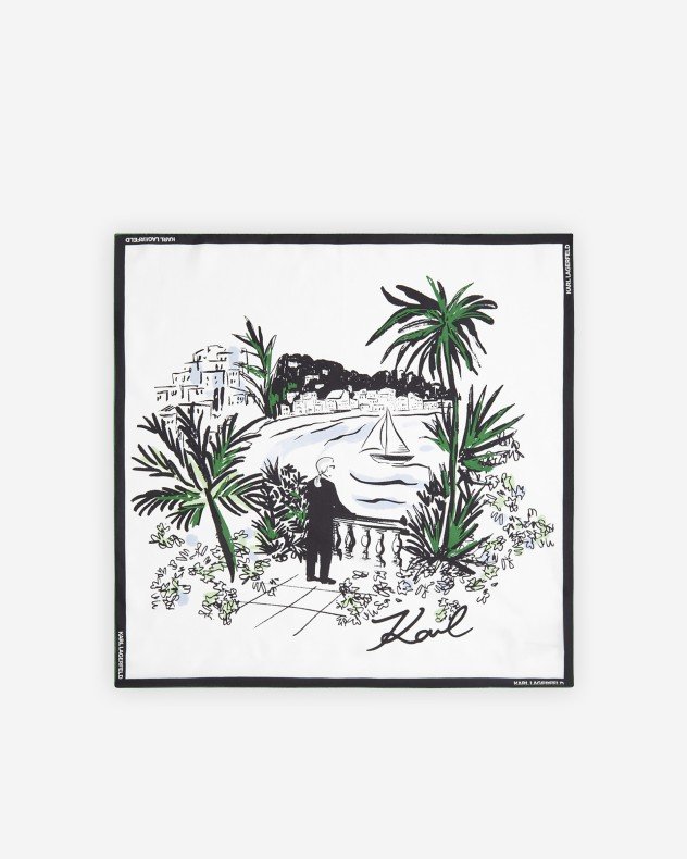 Karl Lagerfeld K/Signature Print White Scarf - White