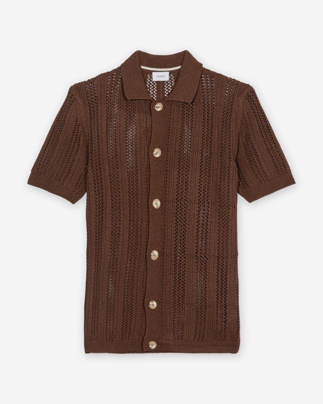 Seinse ME3253SS Green Camisa de malha de manga curta - Brown