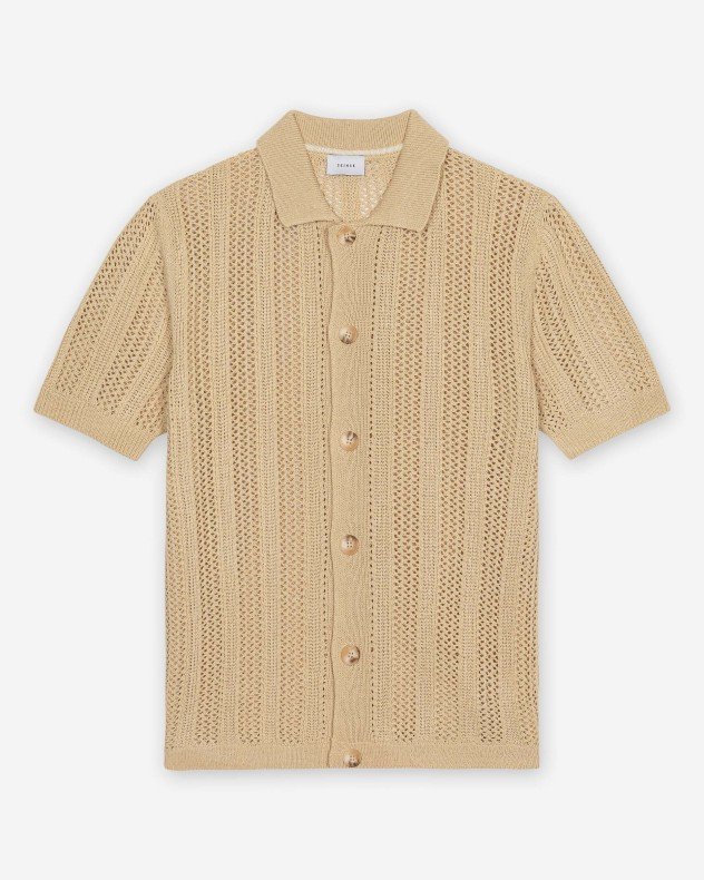 Seinse ME3253SS Green Camisa de malha de manga curta - Beige