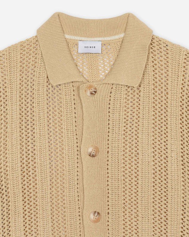 Seinse ME3253SS Green Camisa de malha de manga curta - Beige