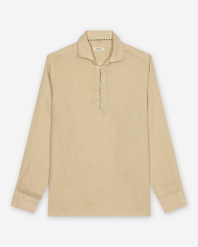 Seinse CE1089SS White Linen shirt - Beige