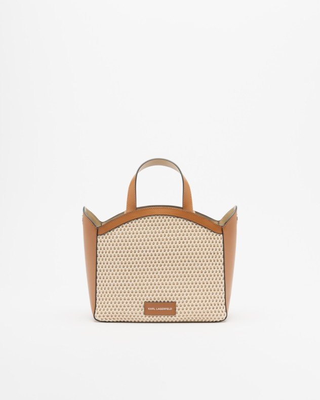 Karl Lagerfeld K/Circle SM Tote Raffia Mesh Camel Bag - Camel