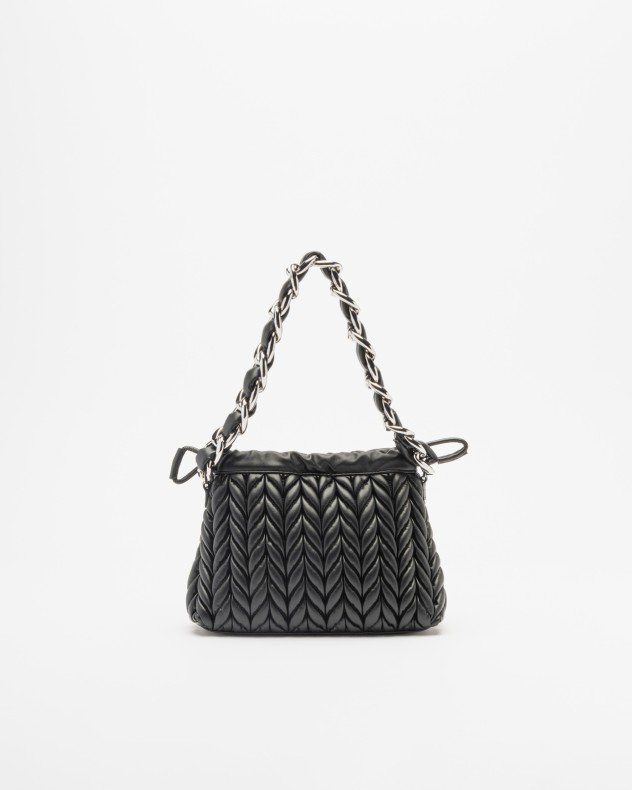 Karl Lagerfeld K/Weave SM Drawstr CB Chain Black Handbag - Black