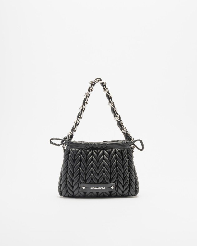 Karl Lagerfeld K/Weave SM Drawstr CB Chain Black Handbag - Black