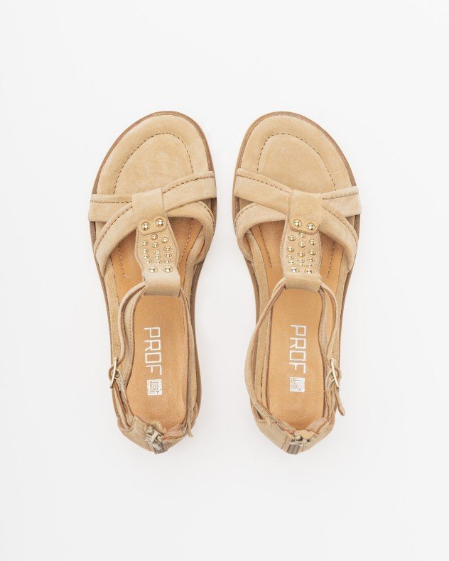 PROF N14005 Beige Flat sandals - Beige