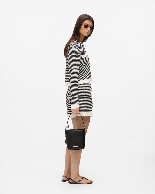 Karl Lagerfeld Ikon Smooth Outline SM Bucket Taupe Bucket bag - Black